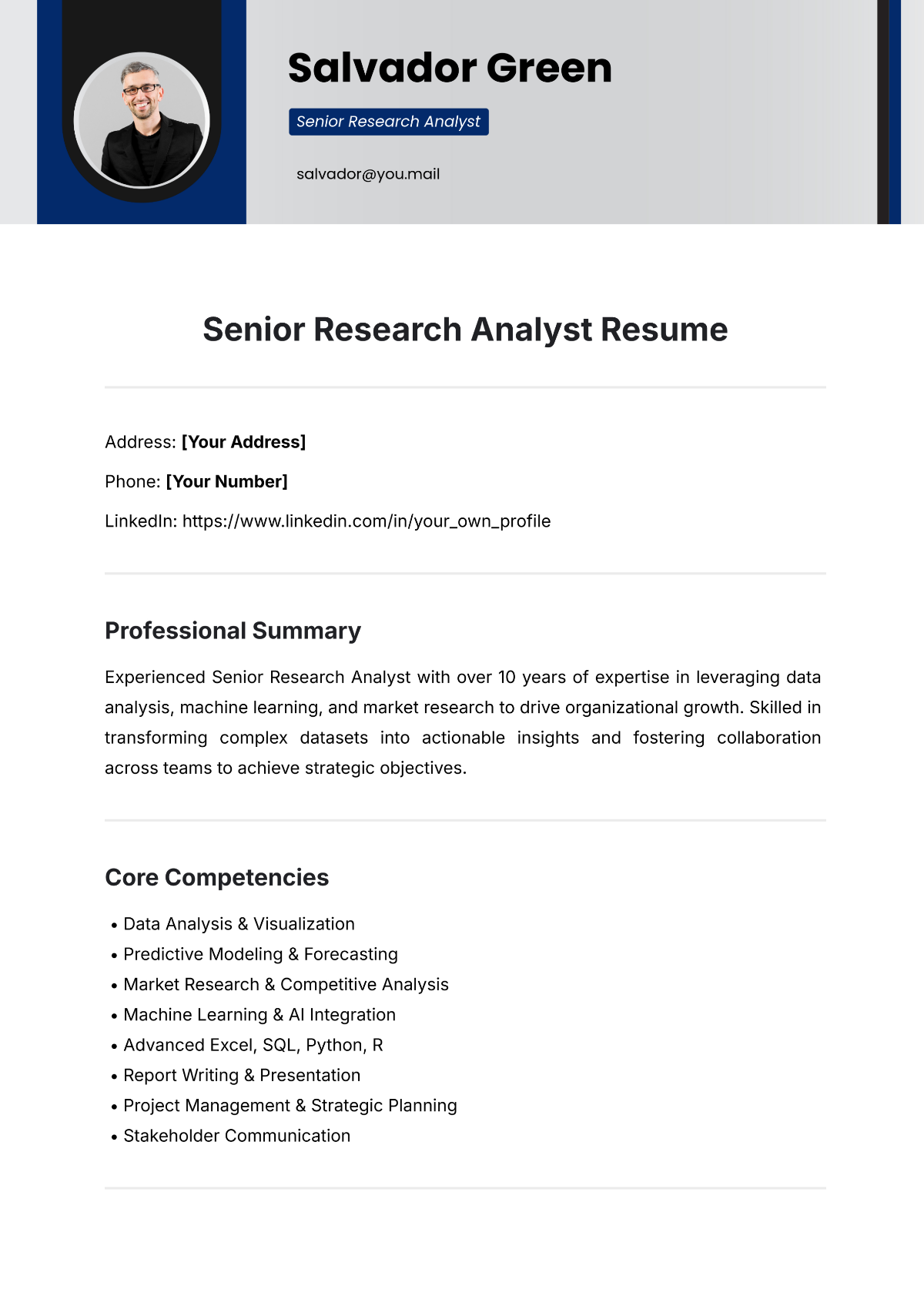 Free Senior Research Analyst Resume Template