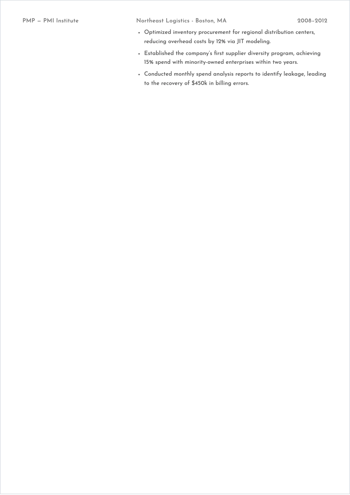 Free Senior Procurement Manager ATS Resume Template, AI Resume Builder