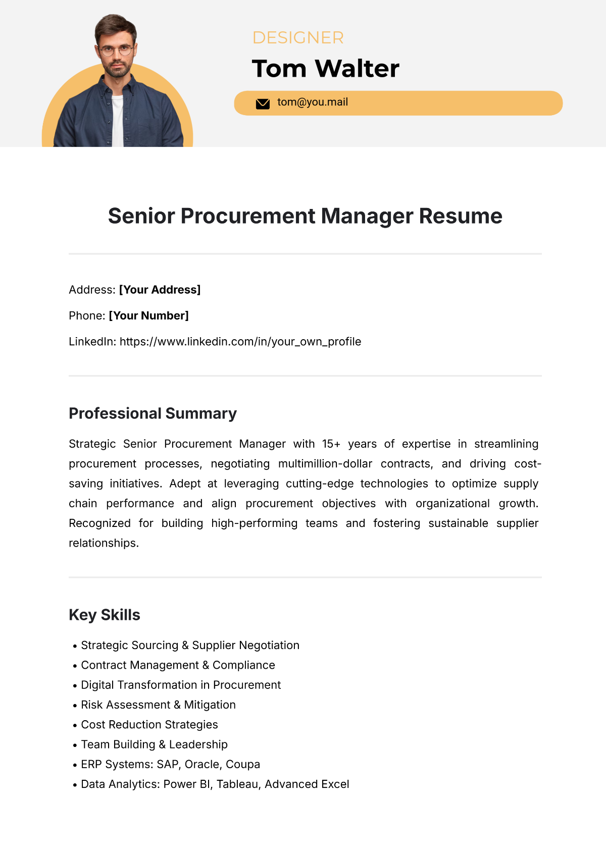 Free Senior Procurement Manager Resume Template