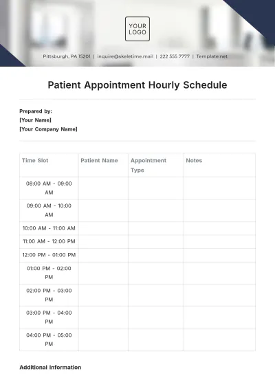 Free Patient Appointment Hourly Schedule Template to Edit Online