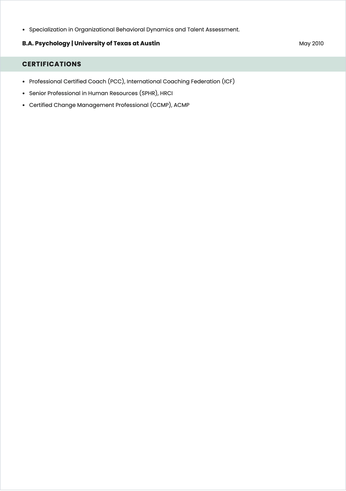 Free Senior Trainer/Coach ATS Resume Template, AI Resume Builder
