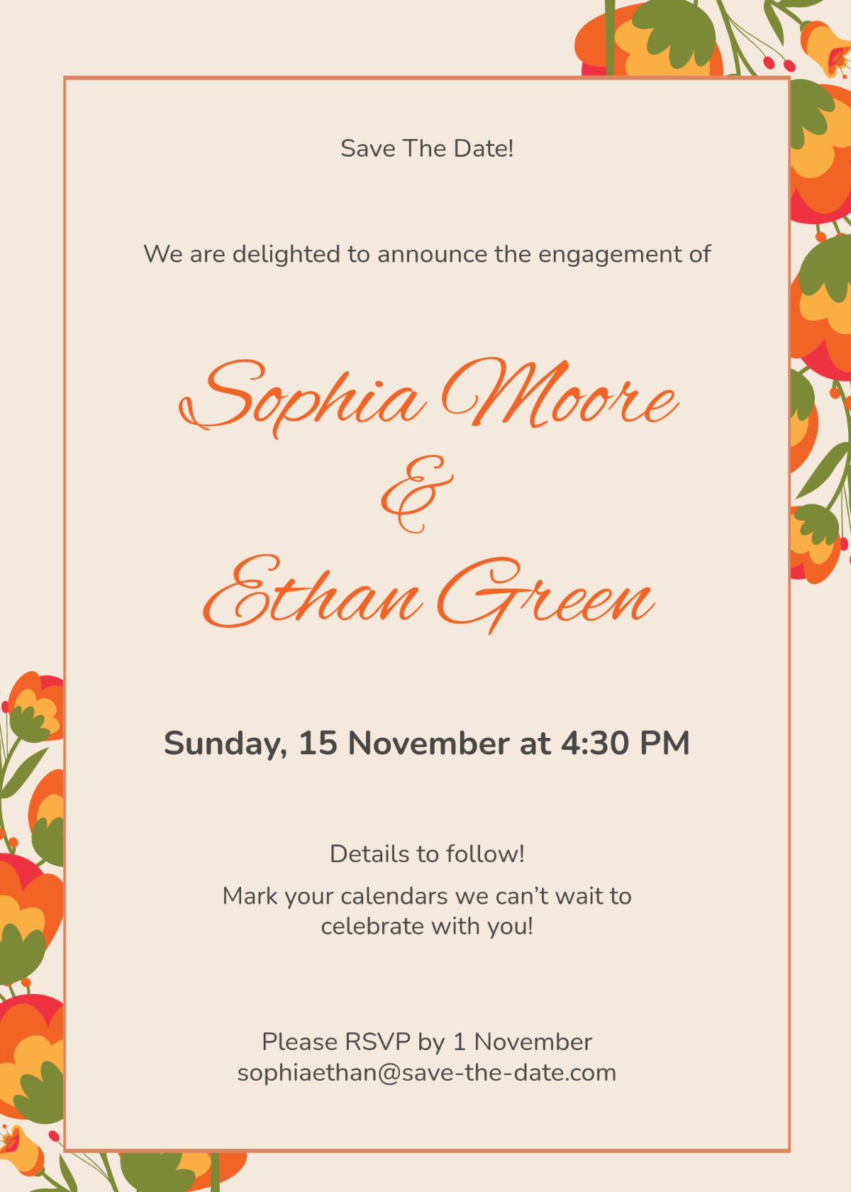 Save The Date Engagement Invitation Template - Edit Online & Download