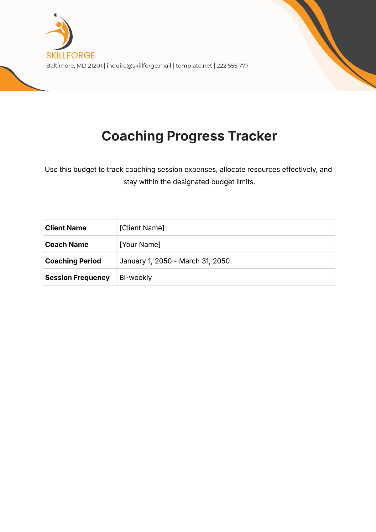 Coaching Progress Tracker Template - Edit Online & Download