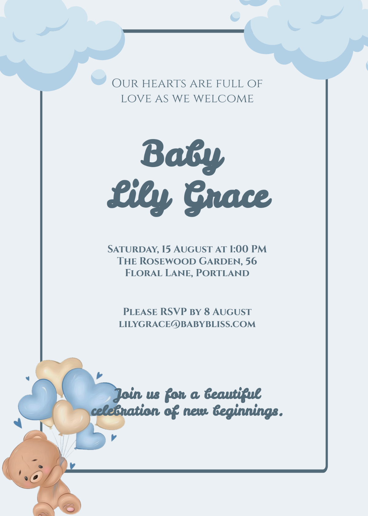 Aesthetic Floral Baby Invitation Template - Edit Online & Download