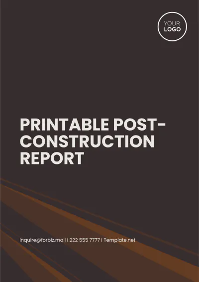 Free Printable Post-Construction Report Template to Edit Online