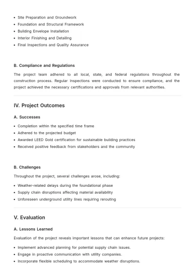 Free Printable Post-Construction Report Template to Edit Online