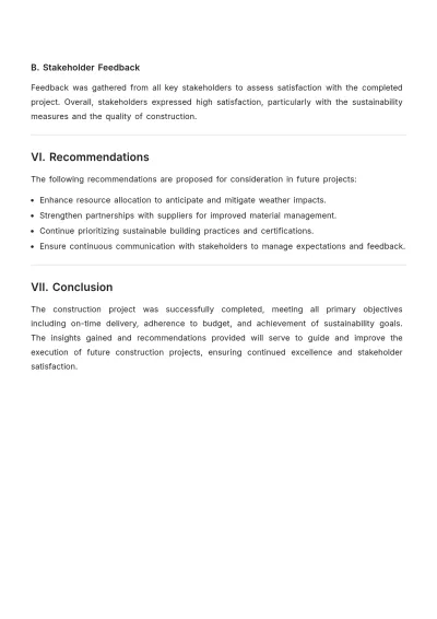 Free Printable Post-Construction Report Template to Edit Online