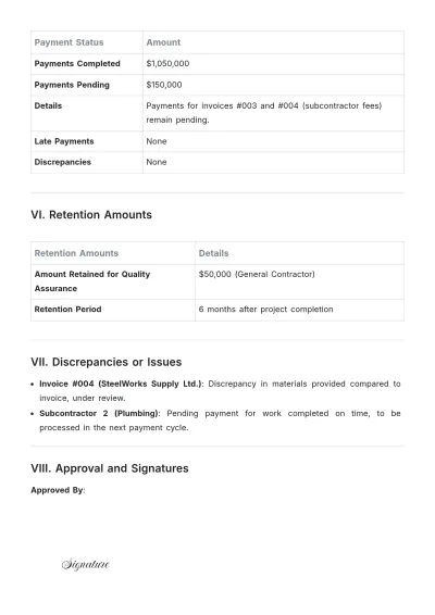 Free Construction Payment Report Template to Edit Online