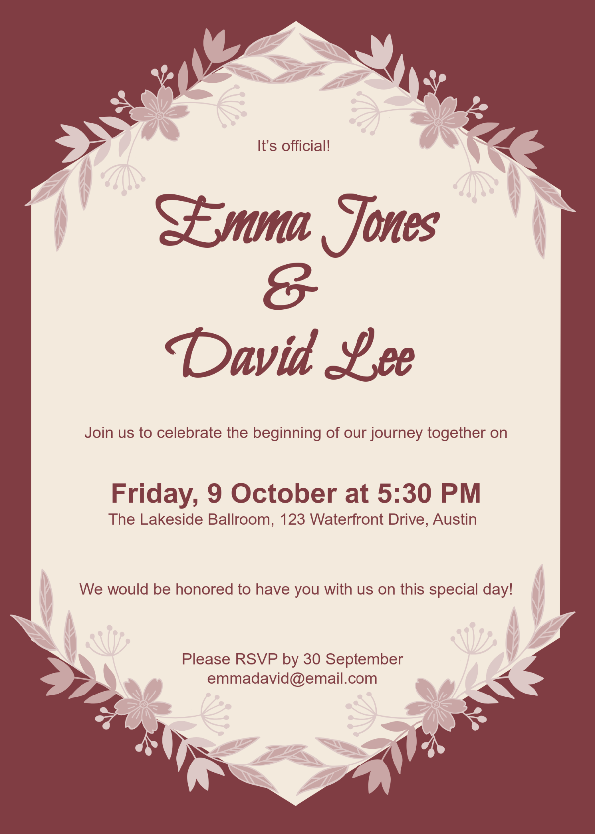 Personalized Engagement Invitation Template - Edit Online & Download