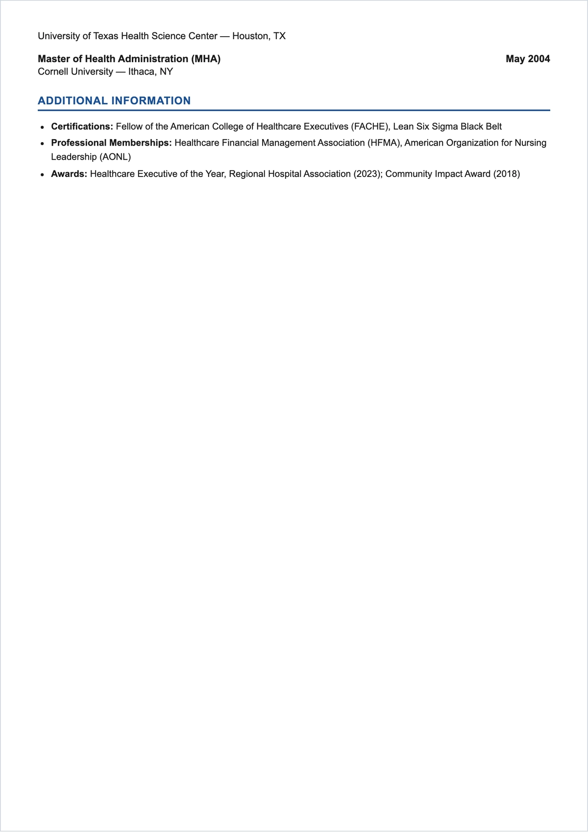 Free Senior Healthcare Administrator ATS Resume Template