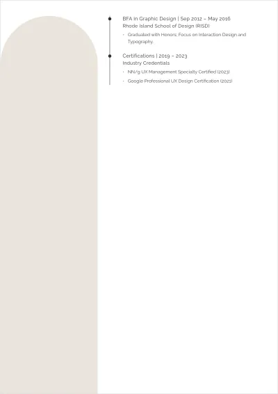 Free Aesthetic Senior UX/UI Designer ATS Resume Template