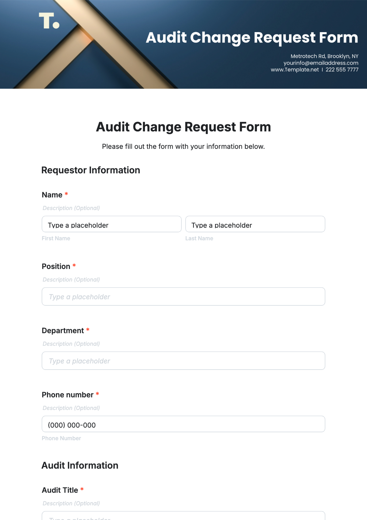 Audit Change Request Form Template - Edit Online & Download