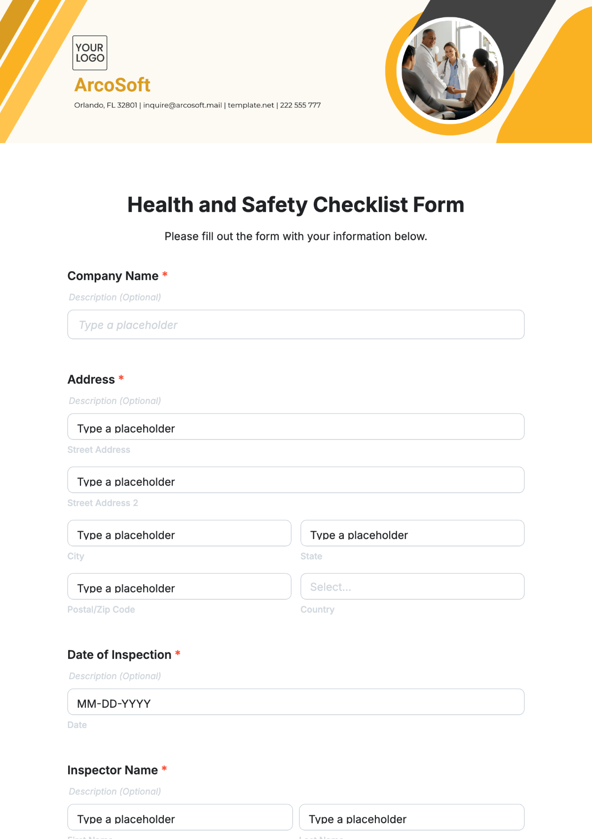 Free Health and Safety Checklist Form Template