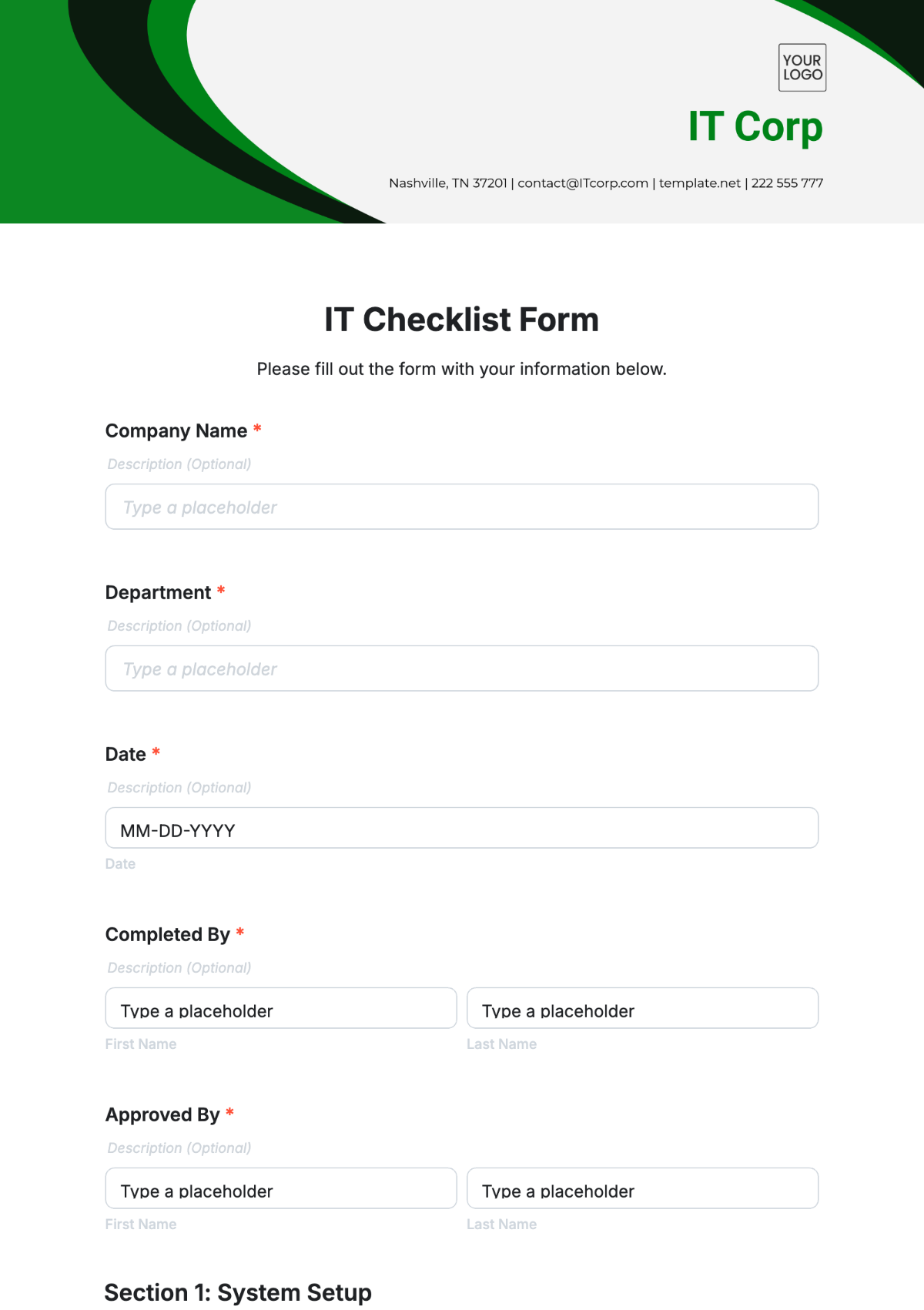 IT Checklist Form Template - Edit Online & Download