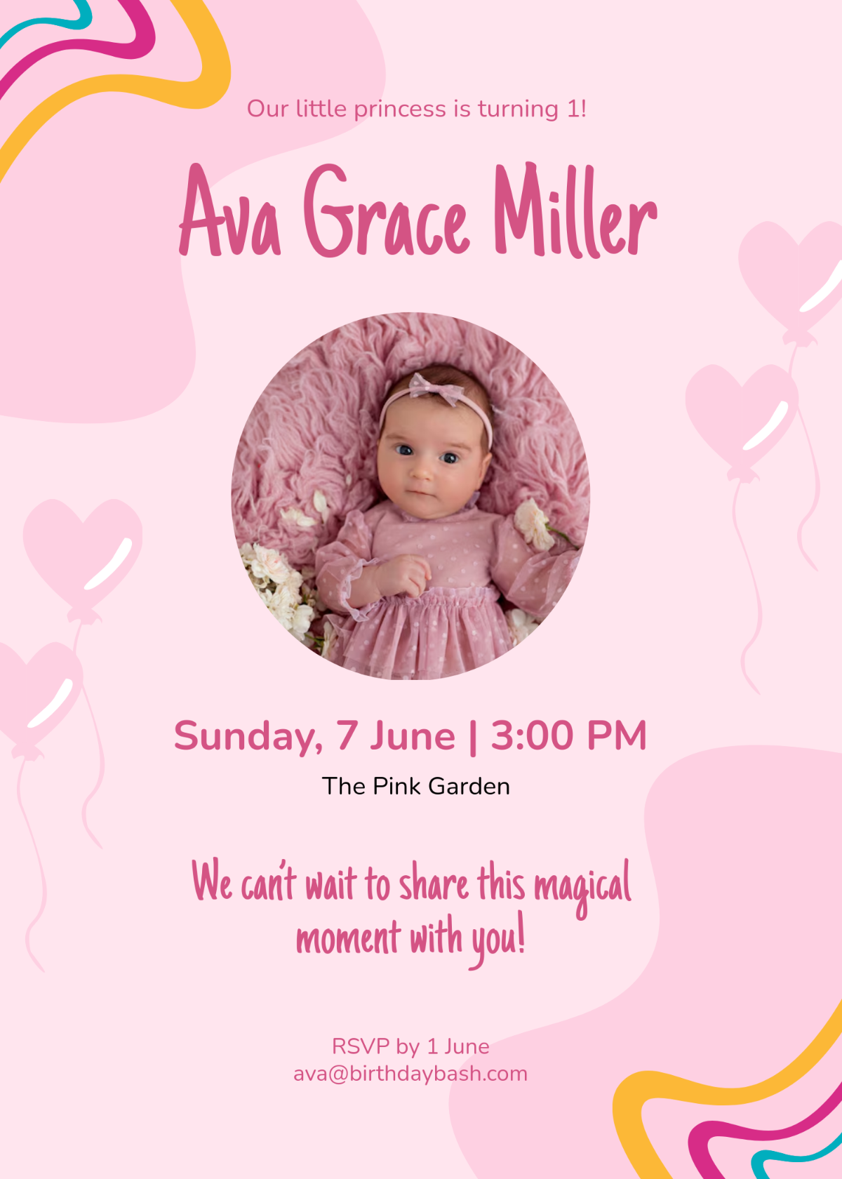 Free Baby Girl Party Invitation Template - Edit Online & Download