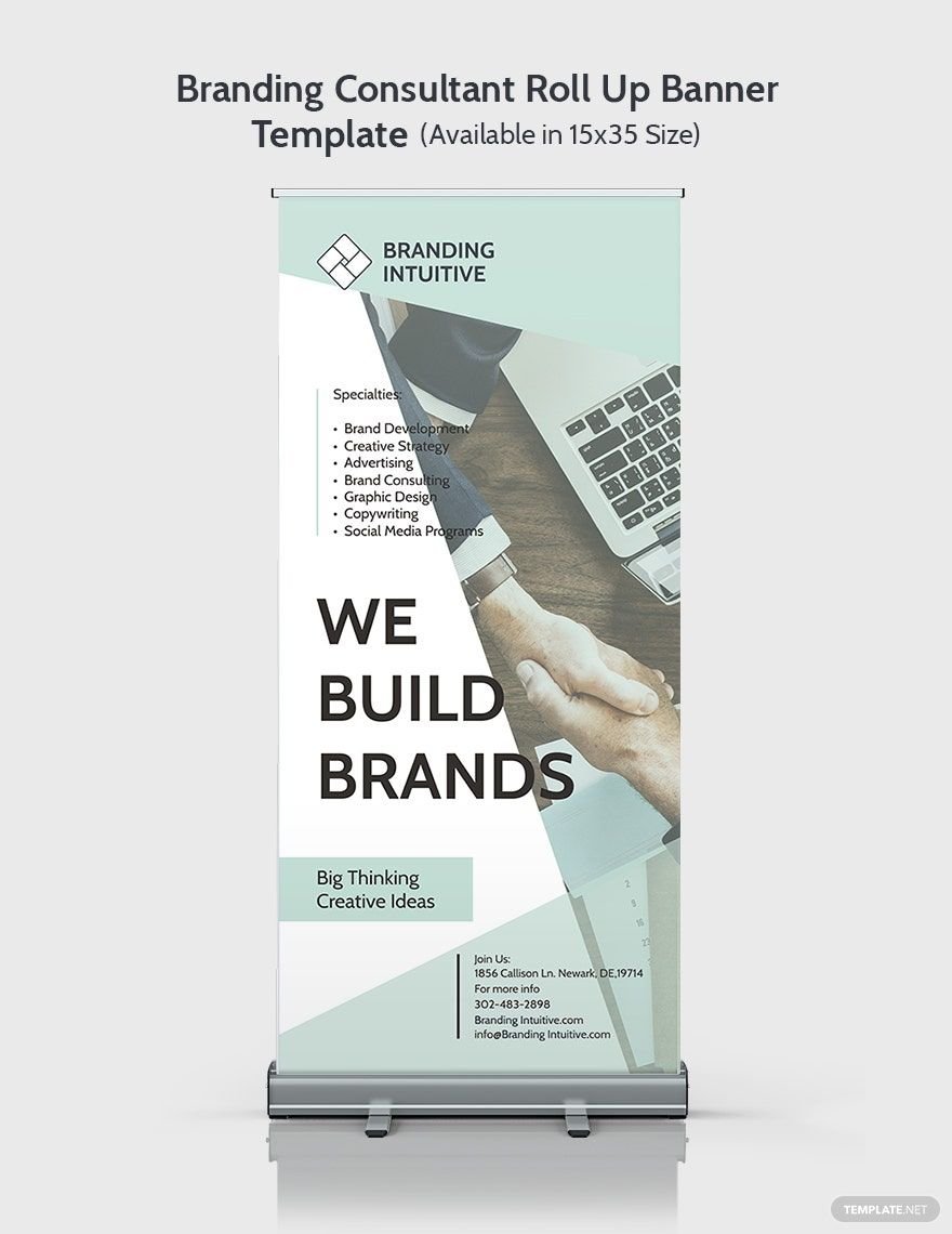 Free Branding Consultant Roll Up Banner Template in Illustrator, PSD, InDesign