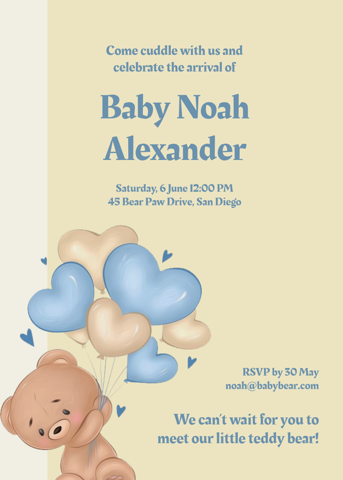 Free Teddy Bear Baby Invitation Template