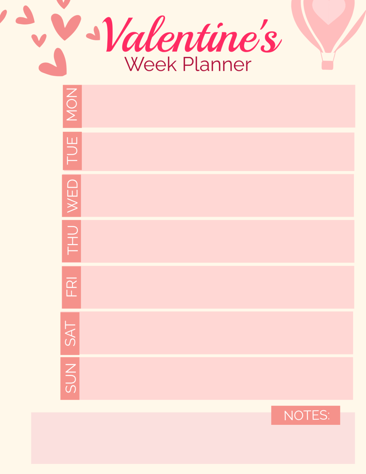 Free Valentine's Week Planner Template - Edit Online & Download