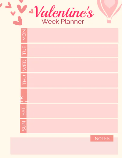 Free Valentine's Week Planner Template to Edit Online