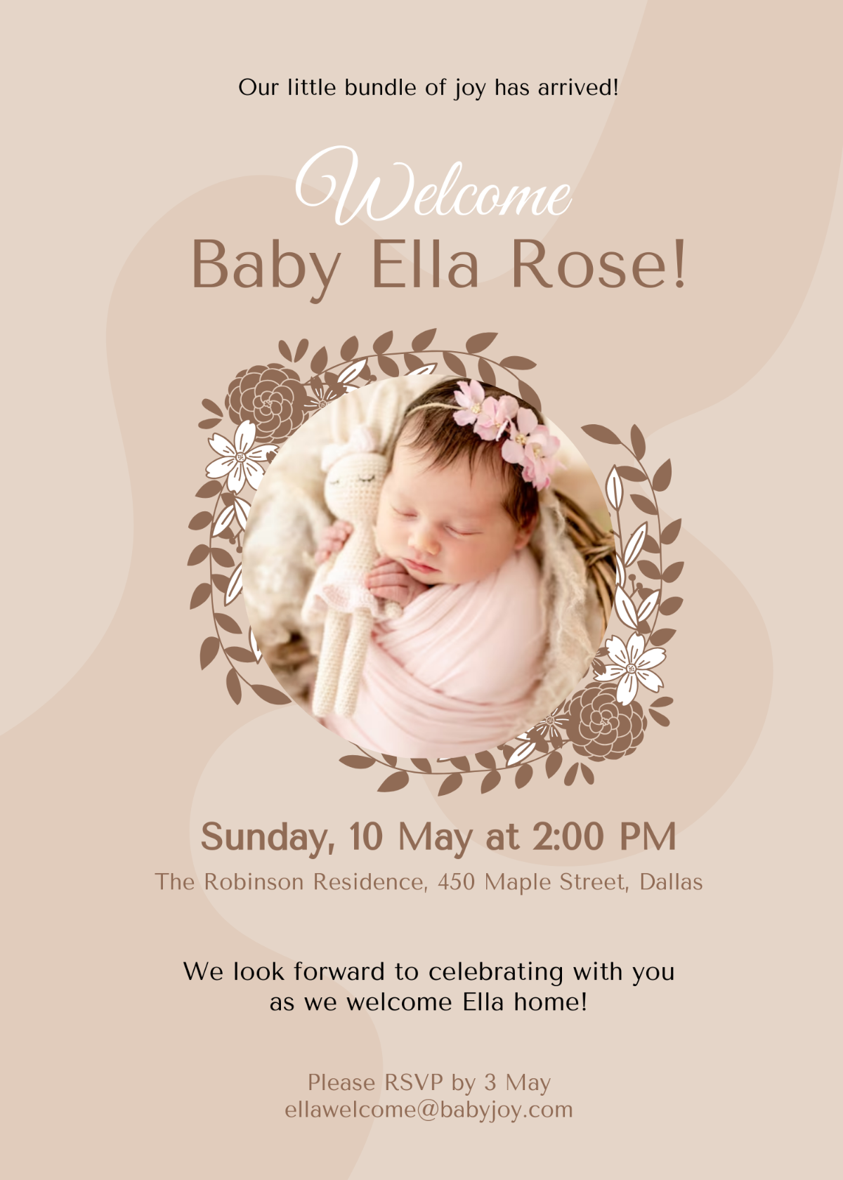 Welcome Home Baby Invitation Template