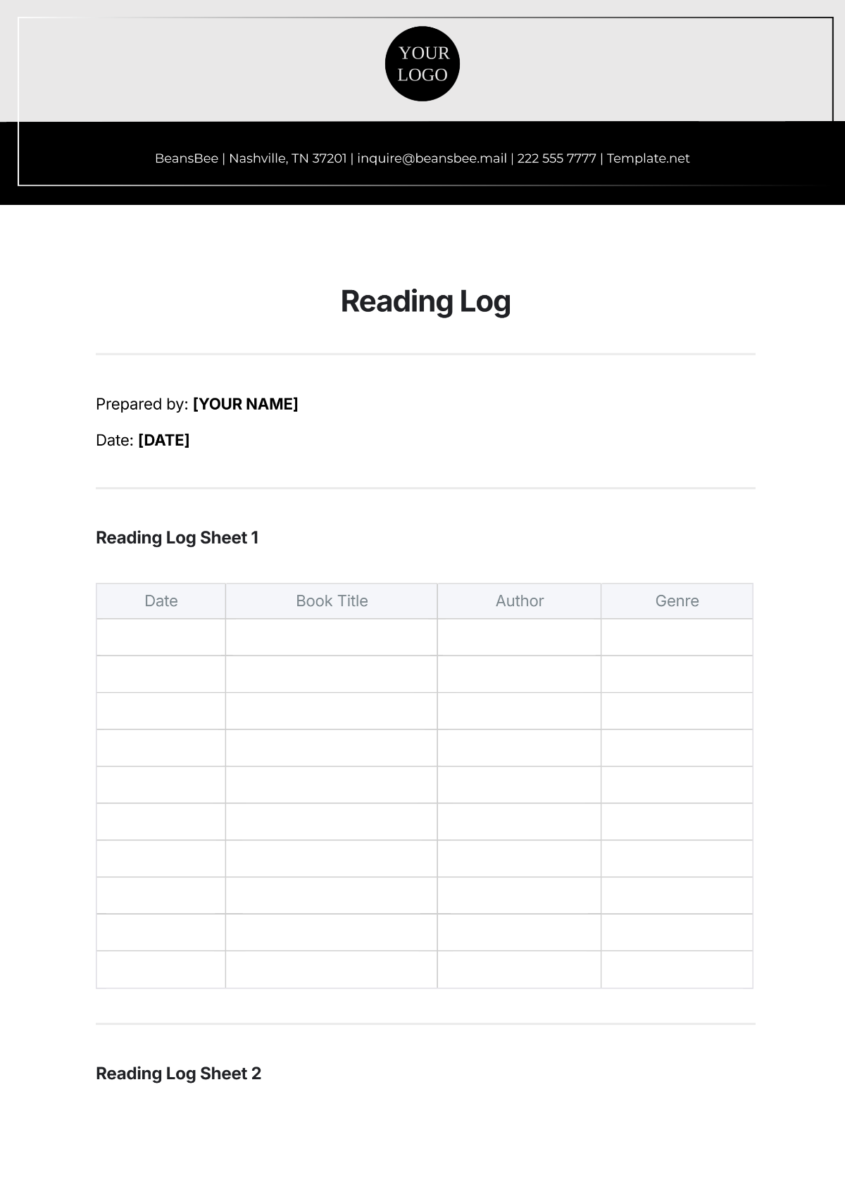 Reading Log Template - Edit Online & Download