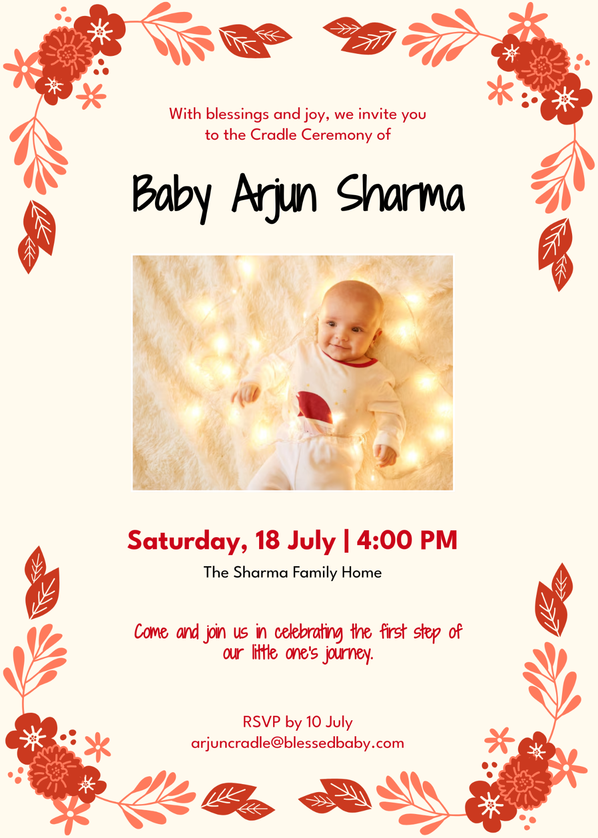 Free Cradle Ceremony Baby Invitation Template - Edit Online & Download