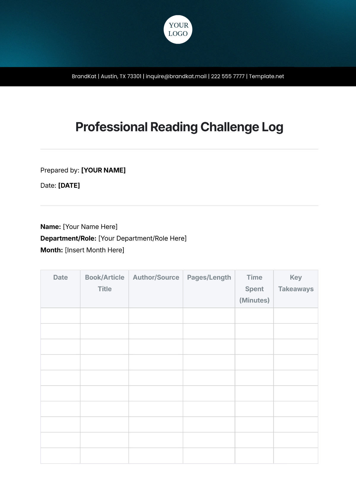 Professional Reading Challenge Log Template - Edit Online & Download