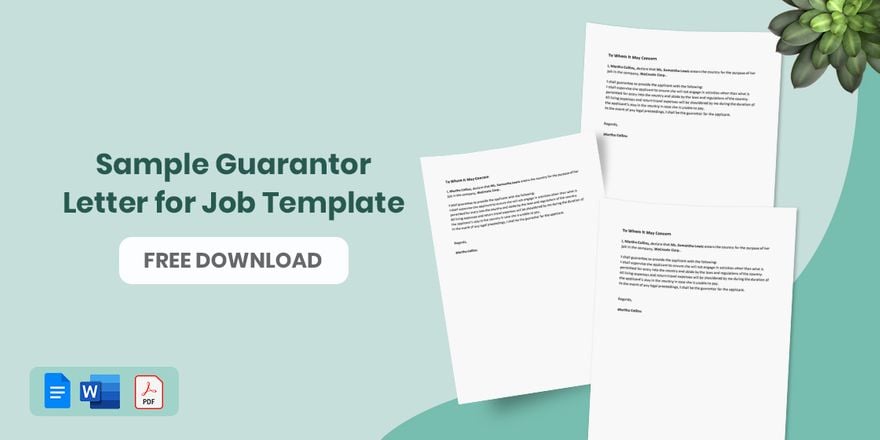 Sample Guarantor Letter for Job Template