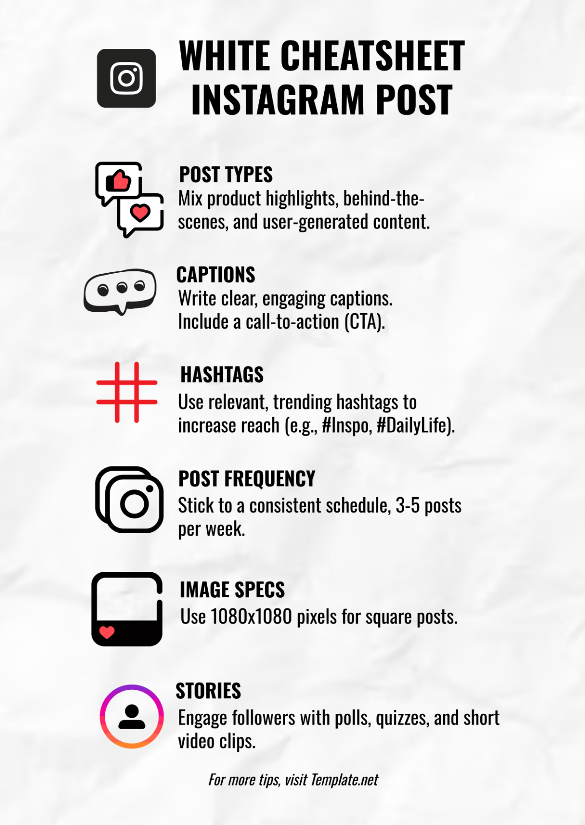 Free White Cheatsheet Instagram Post Template - Edit Online & Download