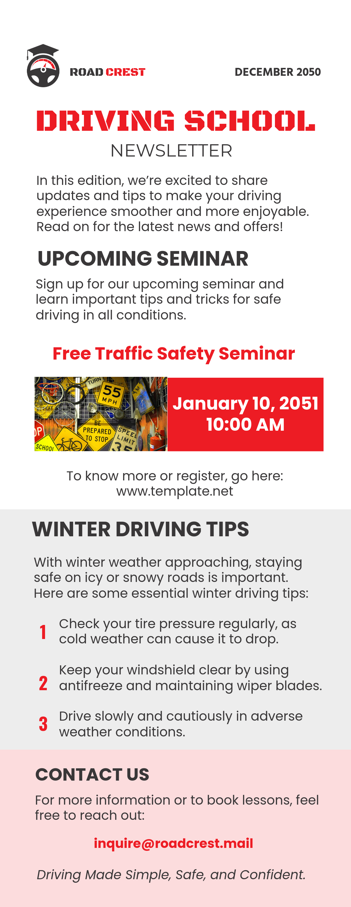 Driving School Newsletter Template - Edit Online & Download