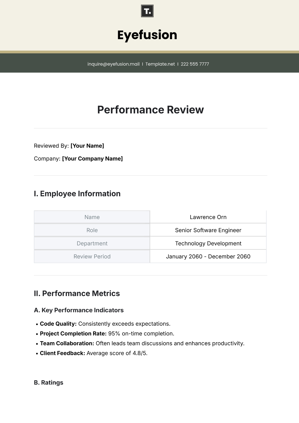 Free Performance Review Template