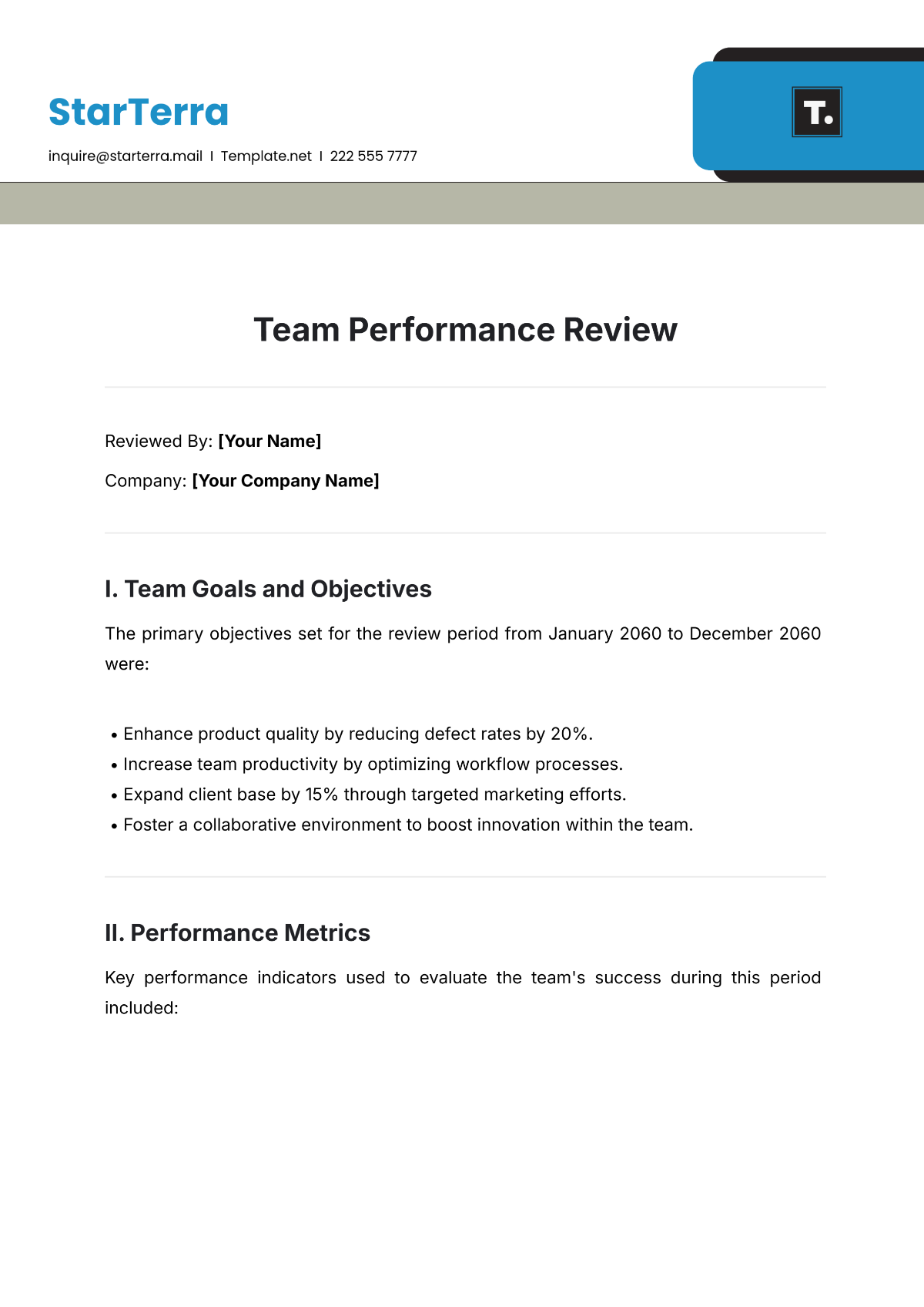 Free Team Performance Review Template