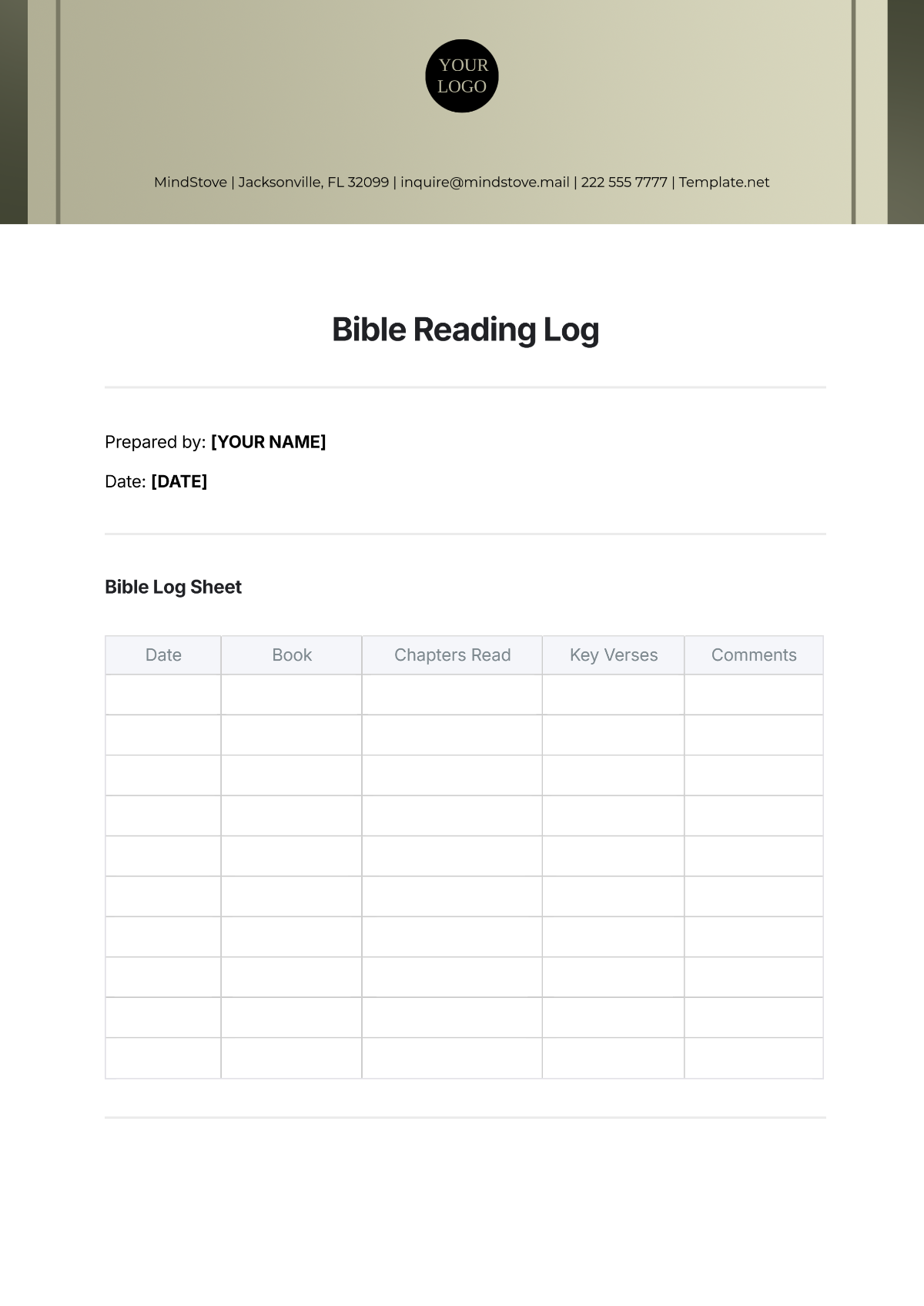 Bible Reading Log Template - Edit Online & Download