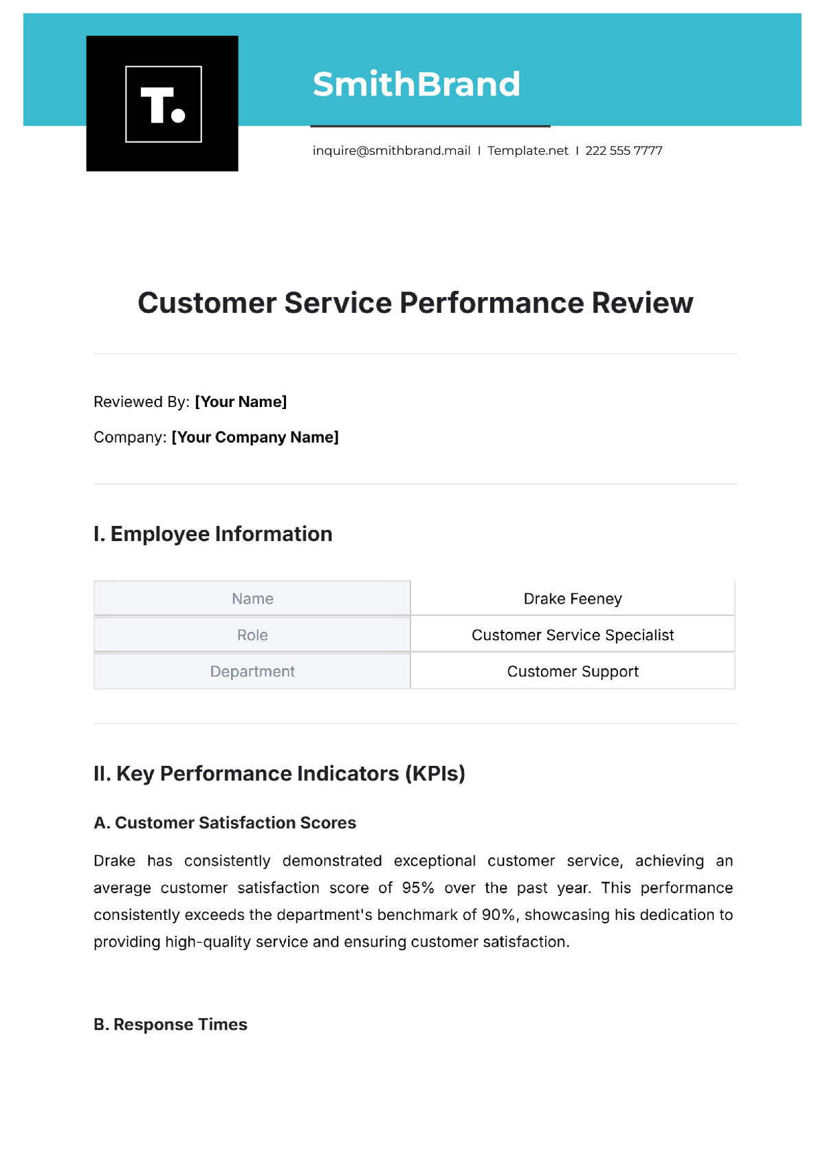 Free Customer Service Performance Review Template