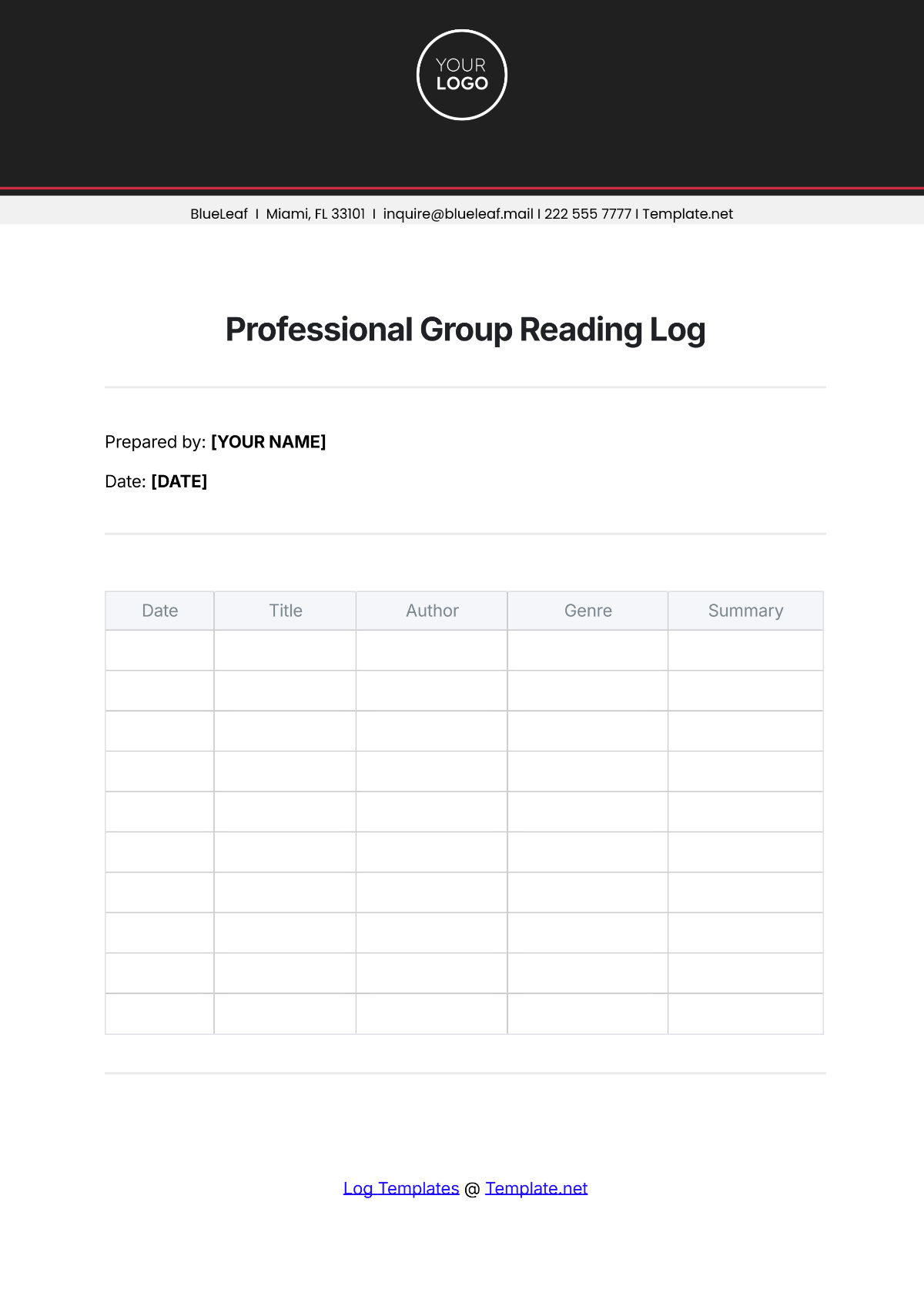 Professional Group Reading Log Template - Edit Online & Download