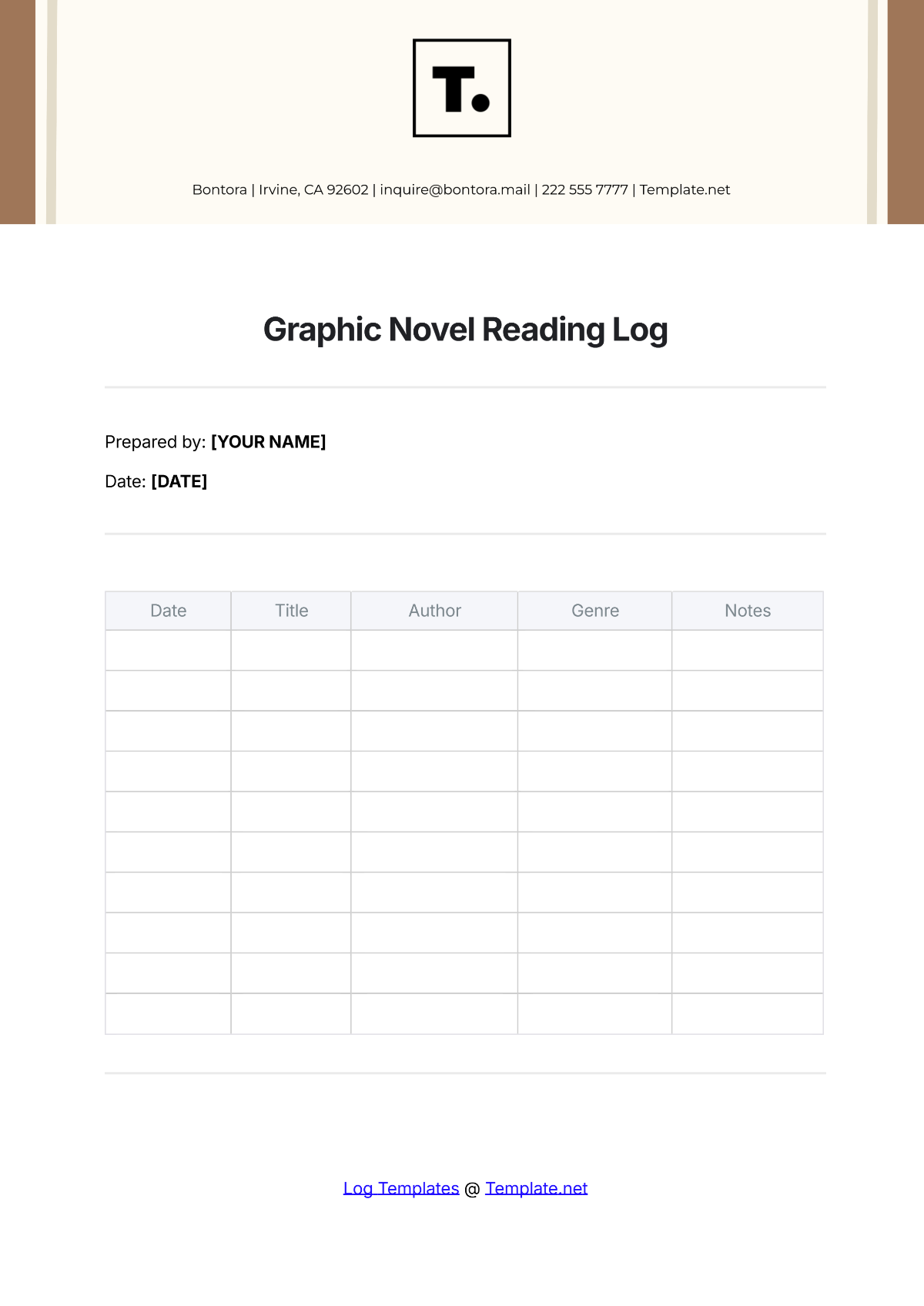 Graphic Novel Reading Log Template - Edit Online & Download