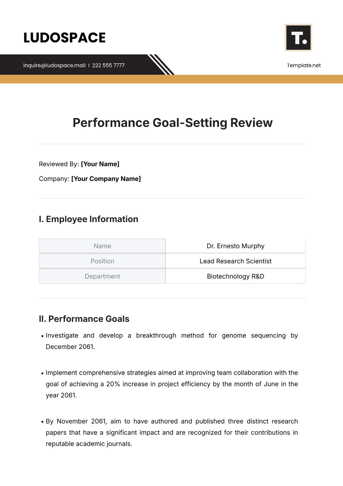 Free Performance Goal-Setting Review Template