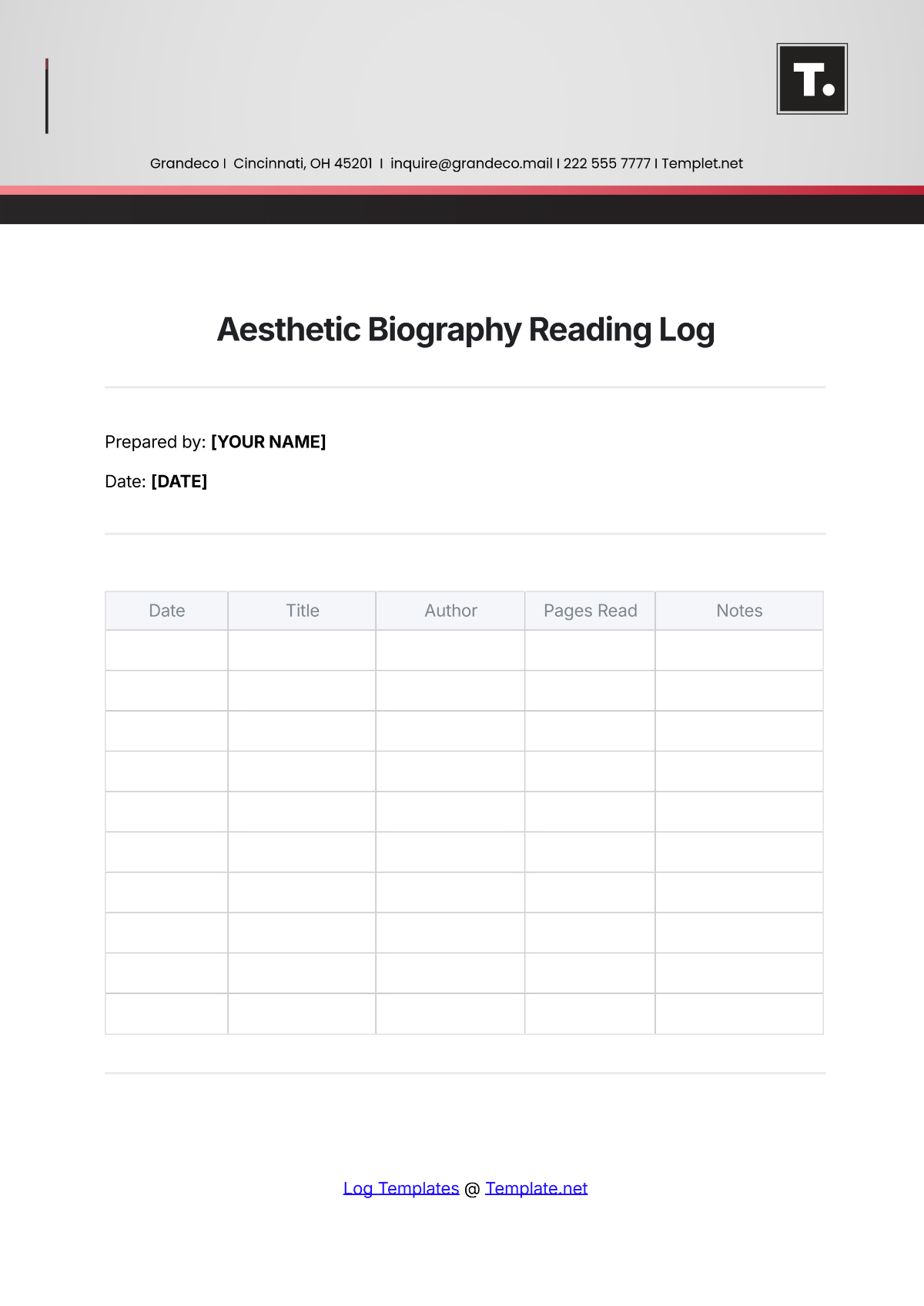 Aesthetic Biography Reading Log Template - Edit Online & Download