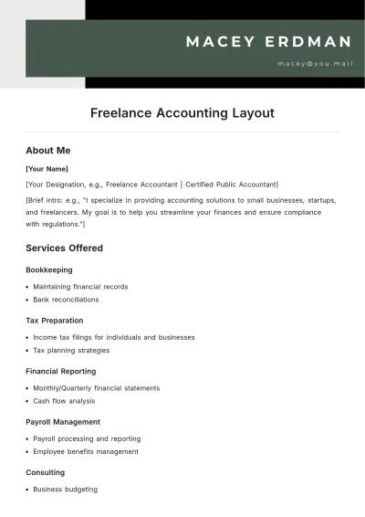 Free Freelance Accounting Layout Template to Edit Online