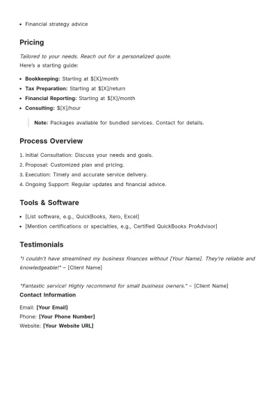Free Freelance Accounting Layout Template to Edit Online