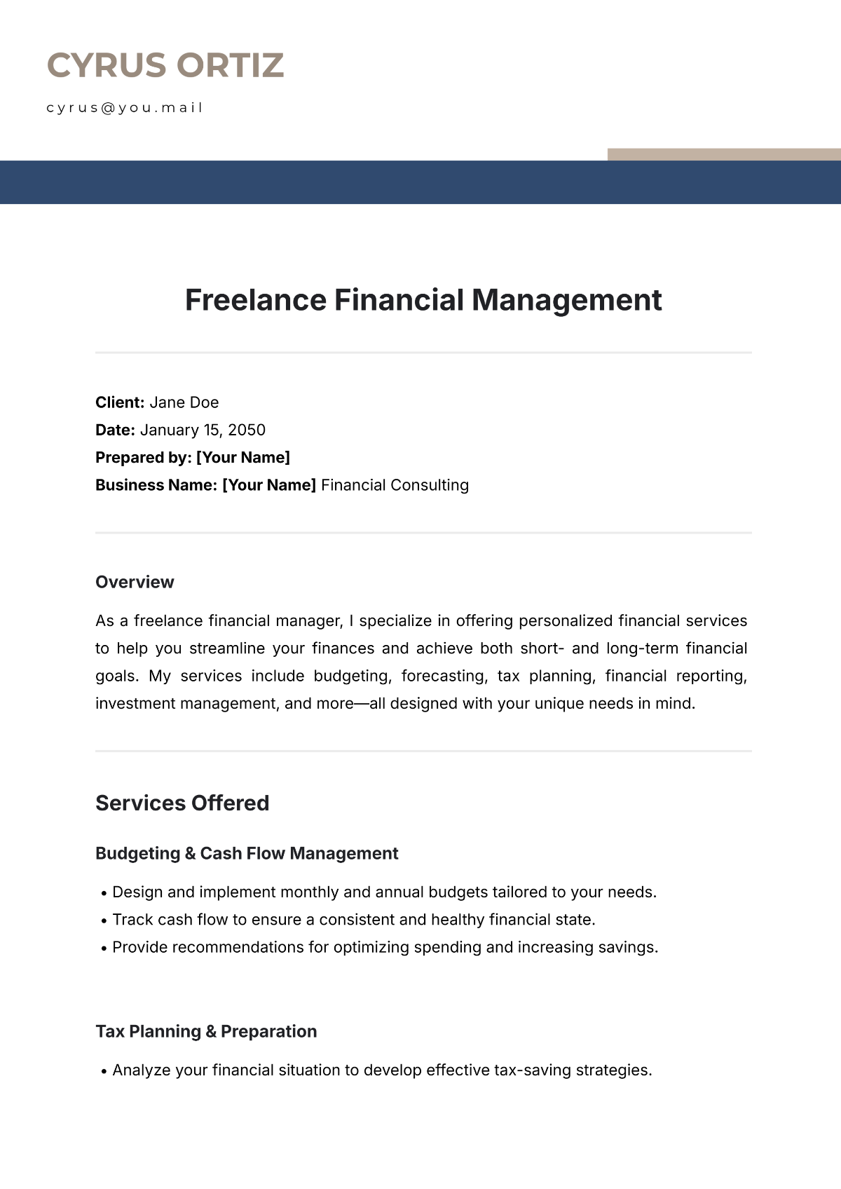 Freelance Financial Management Template