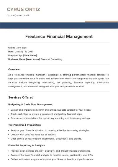 Free Freelance Financial Management Template to Edit Online