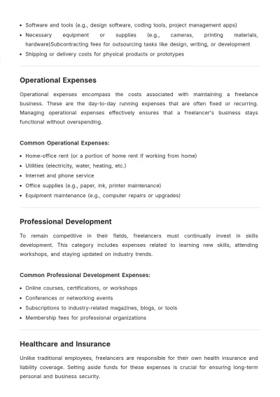 Free Freelance Expense Budget Report Template to Edit Online
