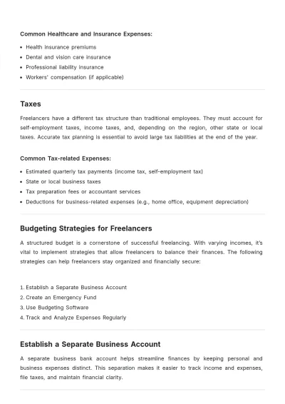 Free Freelance Expense Budget Report Template to Edit Online