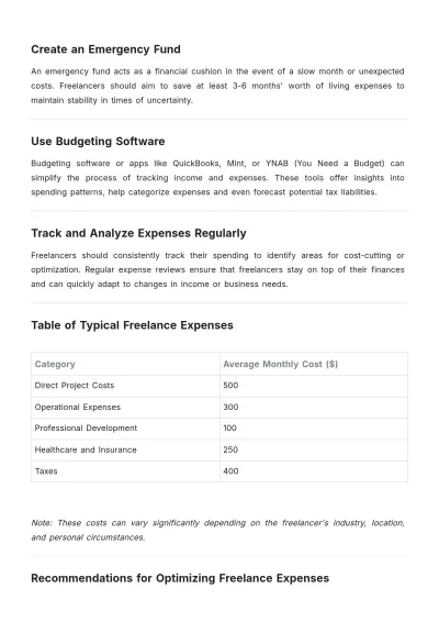 Free Freelance Expense Budget Report Template to Edit Online