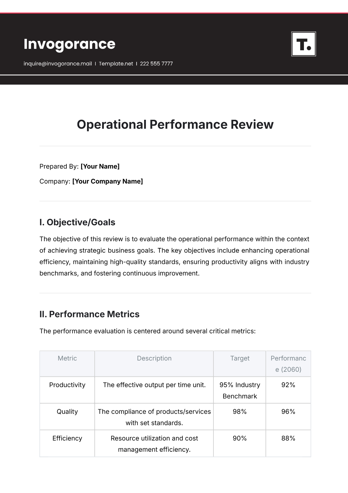 Free Operational Performance Review Template