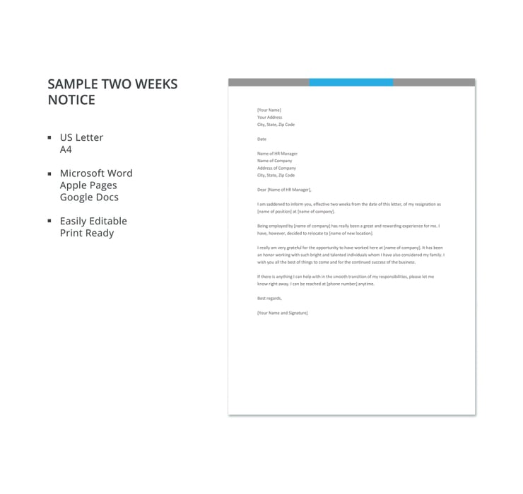 10+ Two Weeks Notice Letter Templates PDF, DOC Free & Premium Templates