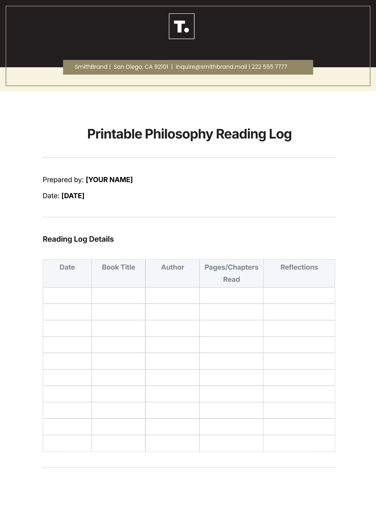 Printable Philosophy Reading Log Template - Edit Online & Download