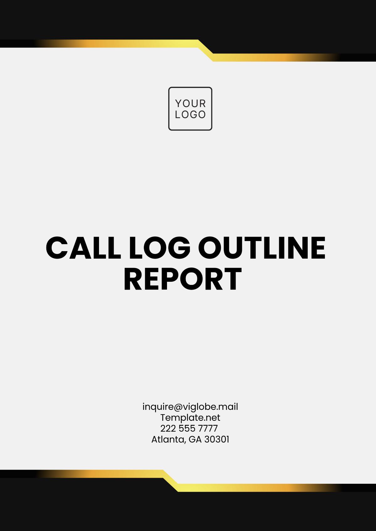 Free Call Log Outline Report Template