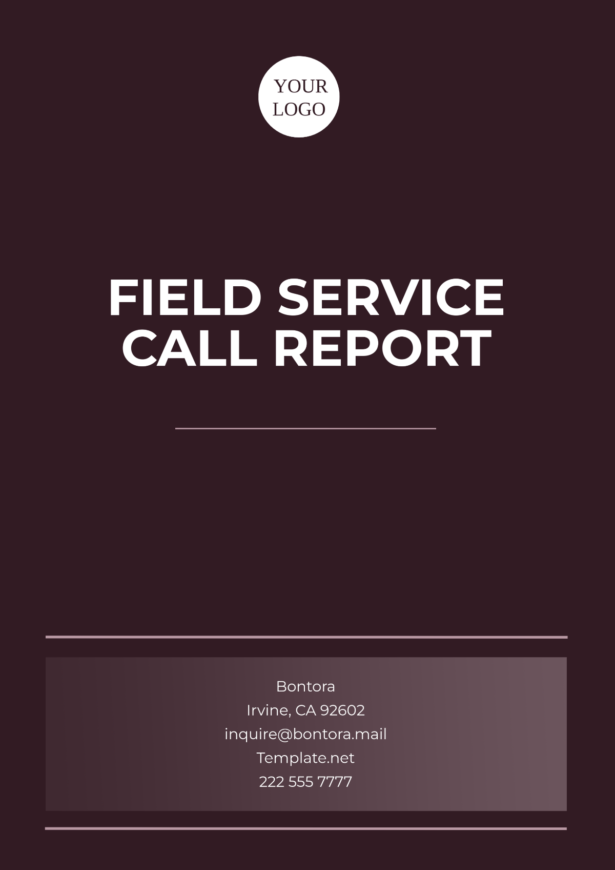 Free Field Service Call Report Template